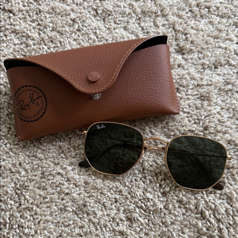 Ray-Ban Gold and Green Sunglasses